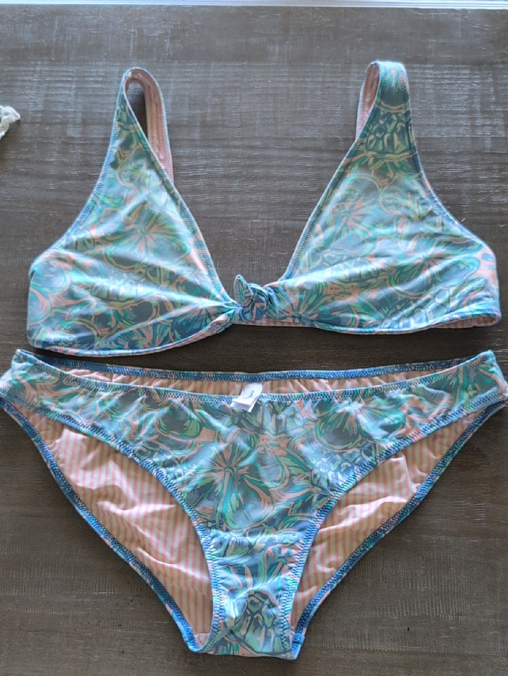 Vineyard Vines Pastel Floral Bikini Bottoms in Teal & Pink